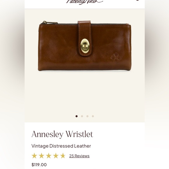 Patricia Nash Tan Brown Leather Wristlet Clutch with Gold Turn-Lock - Picture 6 of 6